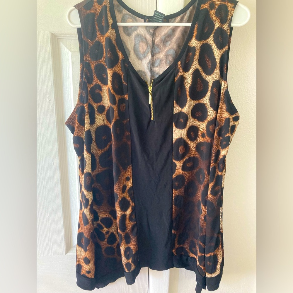 Leopard Print Sleeveless Blouse